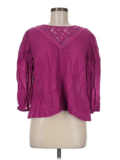 Pre-owned Farm Rio For Anthropologie 3/4 Sleeve Blouse In Purple