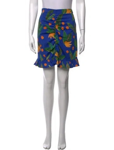 Pre-owned Farm Rio For Anthropologie Floral Print Mini Skirt In Blue