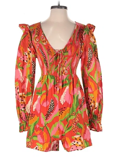 Pre-owned Farm Rio For Anthropologie Romper In Orange