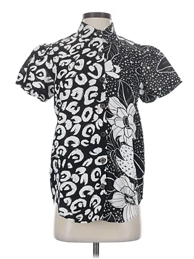 Pre-owned Farm Rio For Anthropologie Short Sleeve Blouse In Black