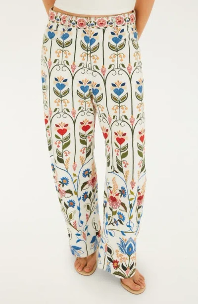 Farm Rio Fraga Print Belted Tapered Pants In Multi