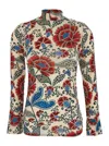 Farm Rio Francesca Sand Jersey Blouse In Multi