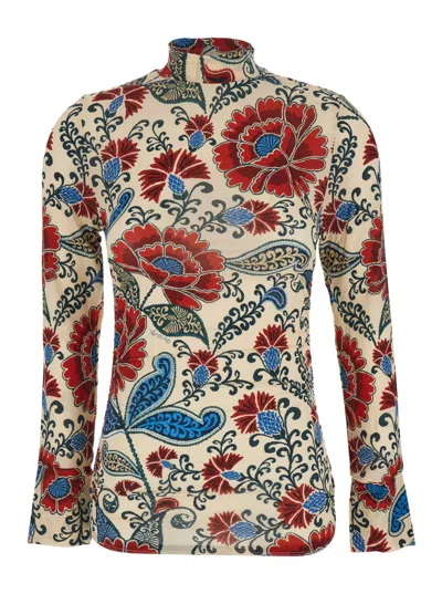 FARM RIO FRANCESCA SAND JERSEY BLOUSE