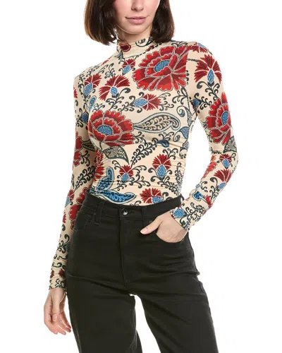 Farm Rio Francesca Sand Jersey Blouse In White
