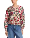 Farm Rio Francesca Sand Knit Cardigan Cropped In Multi
