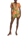 Farm Rio Fresh Macaw Romper In Orange