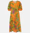 Farm Rio Fresh Macaws Orange Midi Dress Fresh Macaws Orange In Orange
