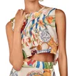 Farm Rio Womens Fresh Table Off-white Fresh Table Crop Linen-blend Top In Multi