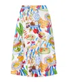 Farm Rio Fresh Table Patterned Midi Skirt In Multi
