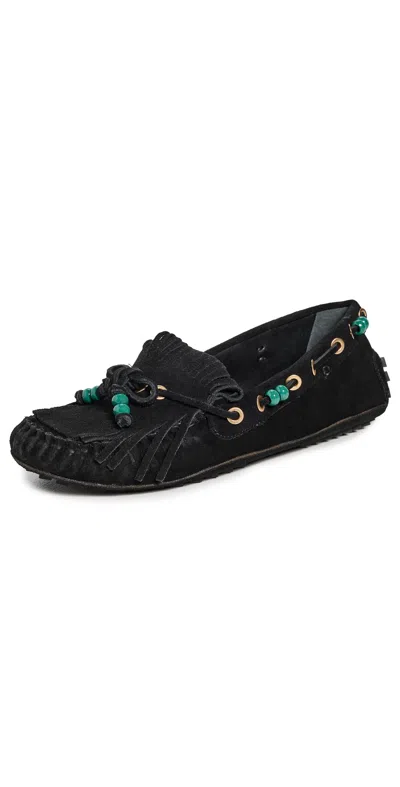 Farm Rio Fringe Mocassins Black