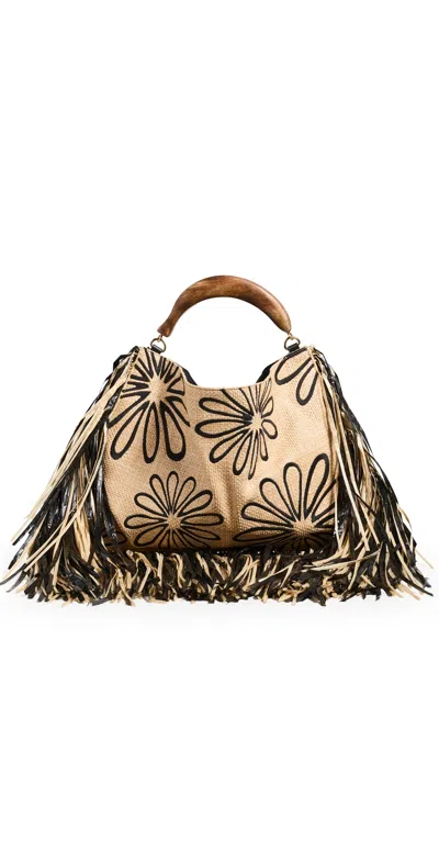Farm Rio Fringed Raffia Mini Bag Melange L0160