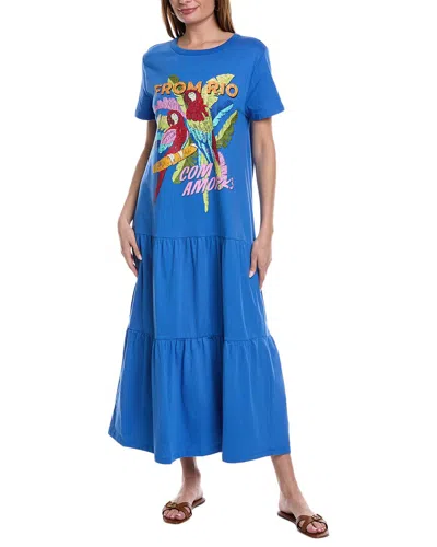 Farm Rio From Rio With Love Graphic T-shirt Dress In Blue