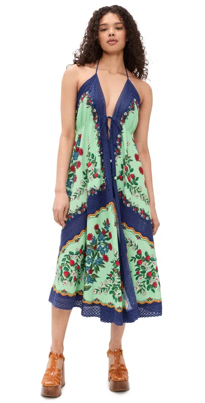 Farm Rio Fruit Beauty Faded Green Maxi Dress Fruit Beauty Faded Green