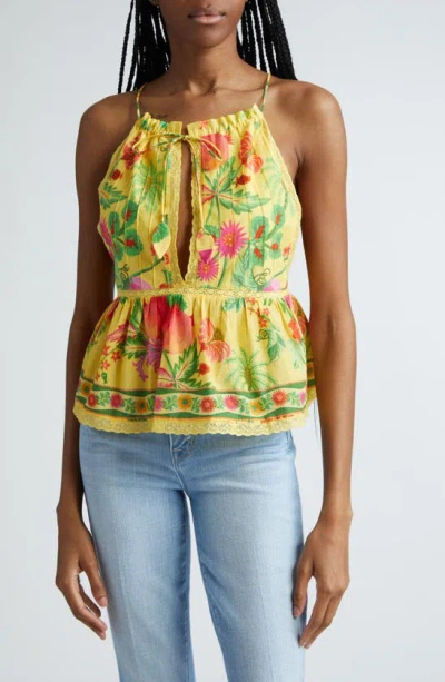 Farm Rio Fruit Garden Cotton Camisole In Yellow