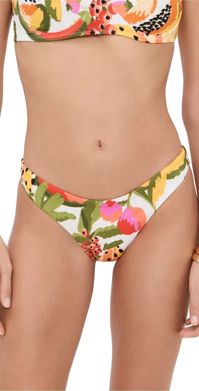 Farm Rio Fruits Paradise Low Full Bikini Bottoms Fruits Paradise Off-white