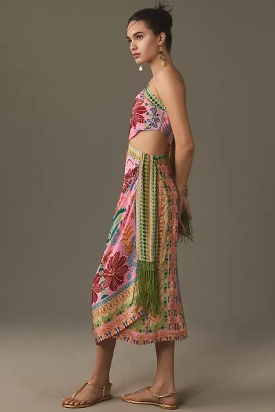 open lace back dress Farm Rio Golden Foliage One-Shoulder Maxi Dress main image 0