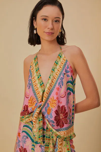 Farm Rio Fruits Queen Scarf Pink Blouse