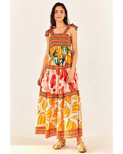 Farm Rio Fruits Scarves Tiered Maxi Dress In Multi