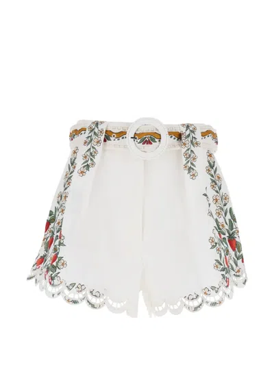 Farm Rio Fruit Beauty Richelieu Linen Running Shorts In White