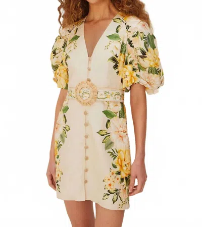 Farm Rio Garden Cascade Mini Dress In Sand