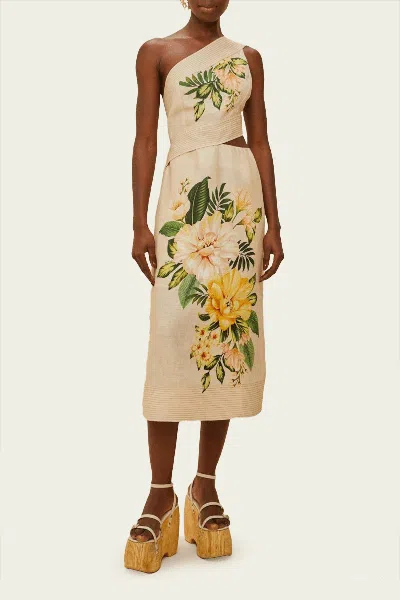 Farm Rio Garden Cascade Sand Midi Dress