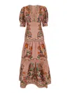 Farm Rio Garden Delight Pink Short Sleeve Maxi Dress In Multicolor