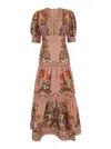 Farm Rio Garden Delight Pink Short Sleeve Maxi Dress In Multicolor