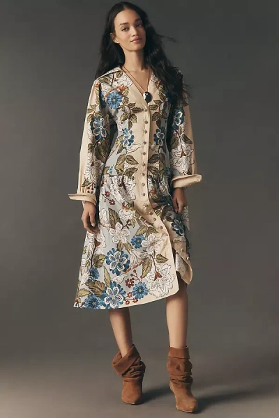 Farm Rio Garden Midi Shirt Dress In Multi