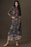 Farm Rio Garden Midi Skirt In Black