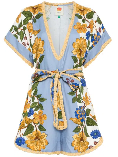 Farm Rio Garden Playsuit In Blue