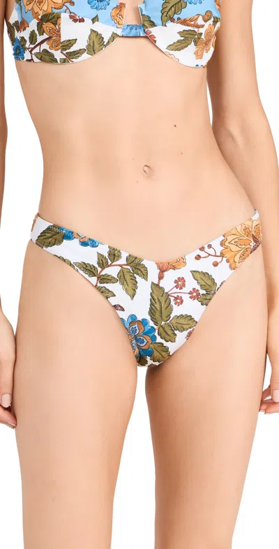 Farm Rio Garden Scarf Bikini Bottoms Garden Scarf Blue