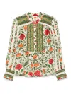Farm Rio Garden Tapestry Print Popover Shirt In Grün