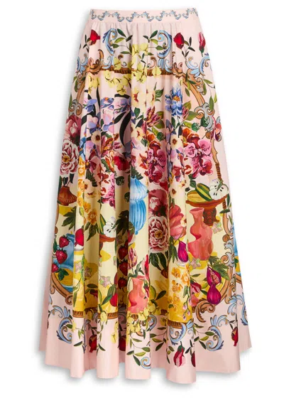 Farm Rio Garden Terrace Cotton-poplin Maxi Skirt In Multi