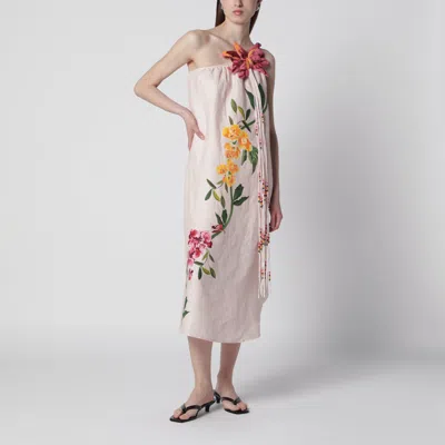 Farm Rio Garden Terrace Pink One Shoulder Maxi Dress Garden Terrace Pink