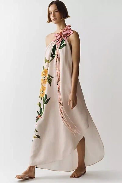 Farm Rio Garden Terrace Pink One Shoulder Maxi Dress Garden Terrace Pink