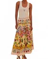 Farm Rio Pink Garden Terrace Organic Cotton Midi Skirt In Multi