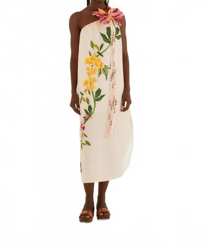 Farm Rio Garden Terrace One Shoulder Maxi Dress In Pink In Neutral