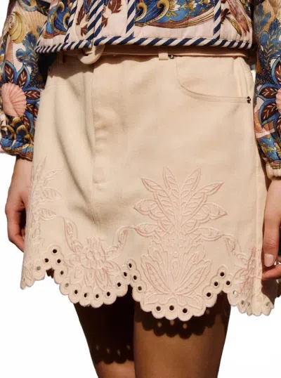 Farm Rio Geometric Richelieu Twill Mini Skirt In Soft Pink In Neutral