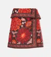 Farm Rio Wrap-effect Floral-print Cotton-twill Mini Skirt In Rot