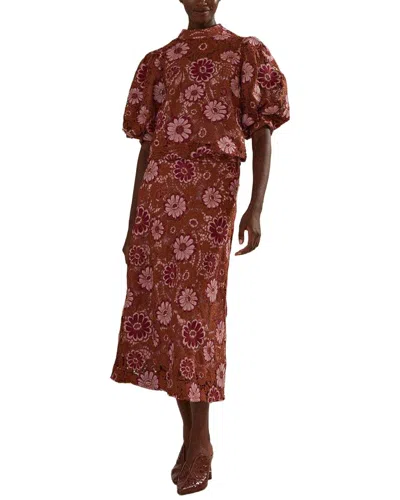 Farm Rio Gigi Tapestry Guipure Skirt In Orange
