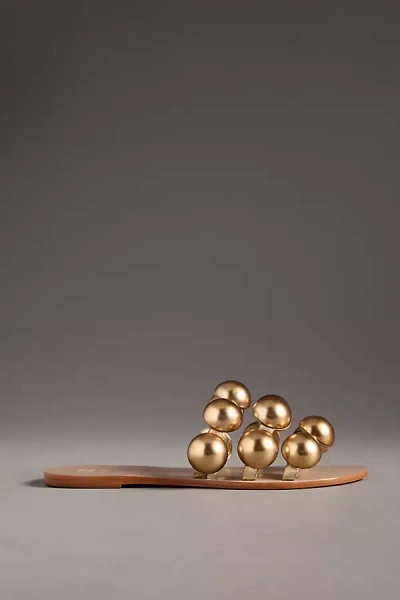 Farm Rio Gold Beaded Slide Sandals