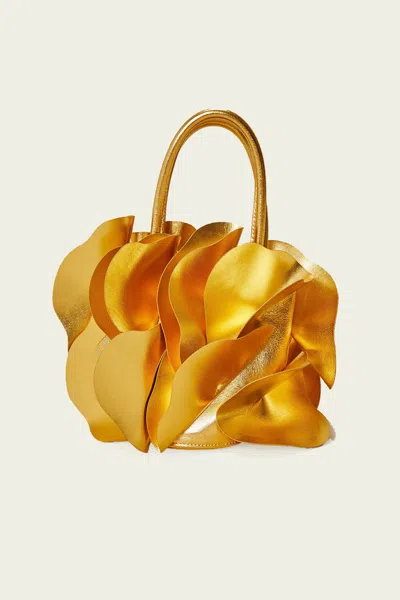 Farm Rio Gold Leather Flower Bag