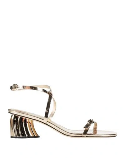 Farm Rio Gold Monstera Heel Scalop Sandal Woman Sandals Platinum Size 8 Leather