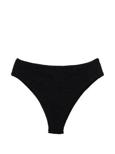 Farm Rio Graphic-embroidered Bikini Bottoms In Black