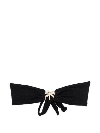 Farm Rio Graphic-embroidered Bikini Top In Black