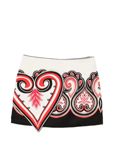 Farm Rio Graphic Mini Skirt In White
