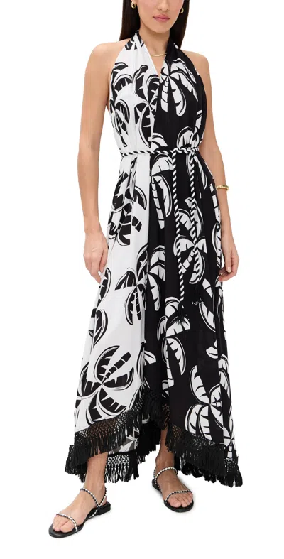 Farm Rio Graphic Palms Dress Graphic Palms Black In Multi