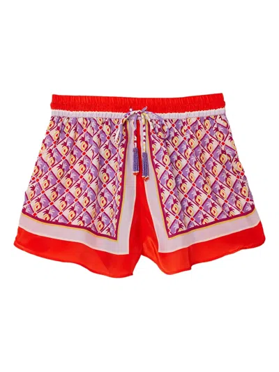 Farm Rio Pineapple Printed Shorts Graphic Pineapple Scarf Multi