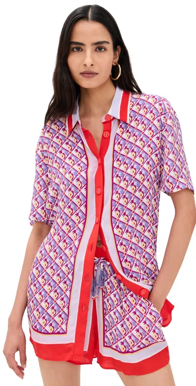 Farm Rio Graphic Pineapple Shirt Graphic Pineapple Scarf Multi