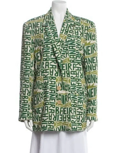 Pre-owned Farm Rio Graphic Print Blazer In Green